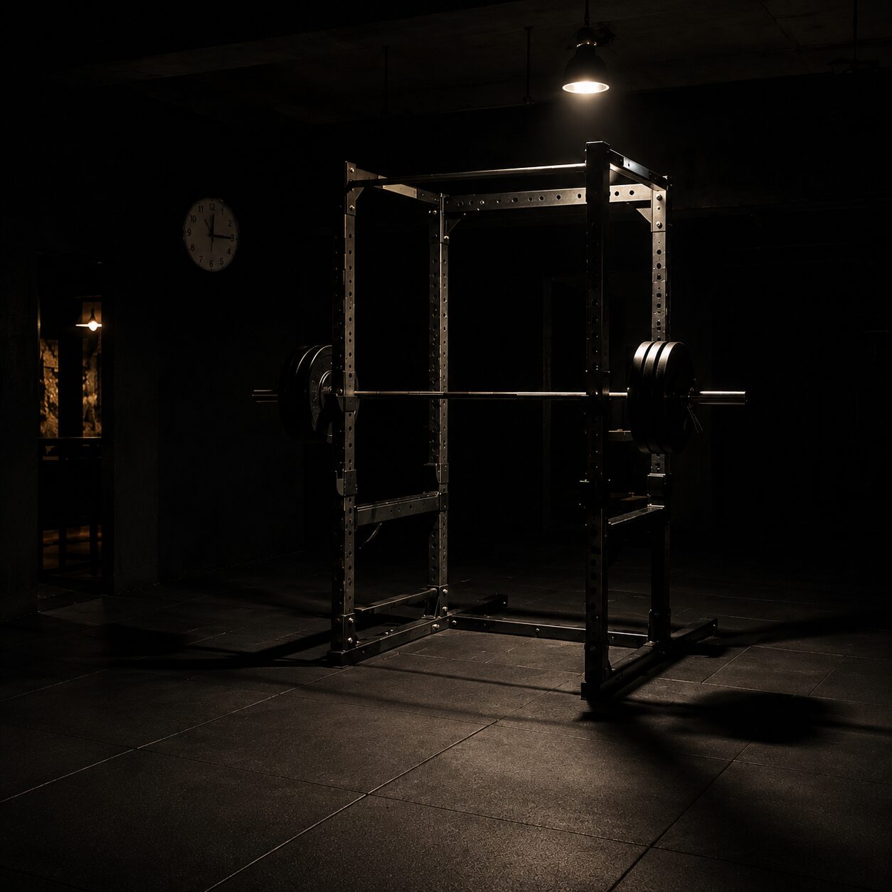 Empty squat rack at 3am